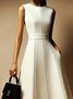 Urban Plain Crew Neck Midi Dress