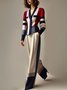 Urban Color Block V Neck Jacket