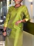 Elegant Satin Crew Neck Maxi Dress