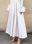 Urban Plain Ruffle Sleeve Shirt Collar Maxi Dress
