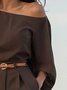 Urban Plain Irregular Craftsmanship One Shoulder Balloon Sleeve Blouse