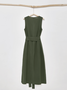 STYLE WE x CHILLINEN |Linen V Neck Plain Linen Dress With No