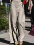 Urban Shawl Collar Long Sleeve Loose Linen Jumpsuit 