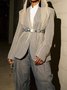 Urban Split Joint Plain Shawl Collar Blazer No Belt