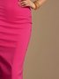 Elegant Plain Tight Boat Neck Knee Length Dress