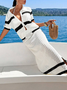 Vacation Color Block Buttoned Cardigan