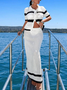 Vacation Color Block Buttoned Cardigan