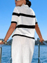 Vacation Color Block Buttoned Cardigan