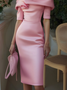 Elegant Plain 3D Floral Midi Party Dress