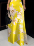 Urban Floral Off Shoulder Sleeve Printing Turtleneck Maxi Dress