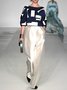 Urban Geometric Printing Crew Neck Raglan Sleeves Blouse