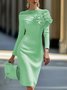 Elegant 3D Floral Crew Neck Formal Dress