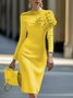 Elegant 3D Floral Crew Neck Formal Dress
