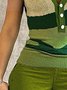 Casual Colorblock Buttoned Polo Collar Sweater