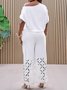 Jersey Casual Geometric Hollow Out T-shirt No Inner Wear