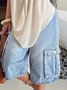 Relaxed Fit Cargo Denim Shorts