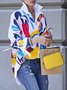 Urban Abstract Printing Shirt Collar Shirt