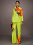 Urban Floral Printing Stand Collar  Blouse