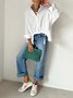 Cotton Casual Plain Irregular Craftsmanship Shirt Collar Shirt