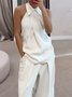Urban Plain Irregular Craftsmanship Halter Tank Top