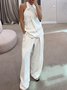 Urban Plain Irregular Craftsmanship Halter Tank Top