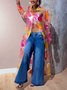 Vacation Floral Printing Shirt Collar Loosen Shirt