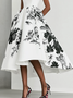 Elegant Floral Printing Midi Dress