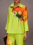Urban Floral Printing Stand Collar  Blouse