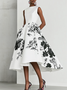 Elegant Floral Printing Midi Dress