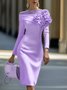 Elegant 3D Floral Crew Neck Formal Dress