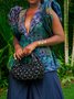 Elegant Printing Random Print Lapel Collar Vest
