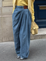 Plain Denim Casual Loose Jeans