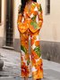 Vacation Printing Floral Lapel Collar Blazer