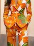 Vacation Printing Floral Lapel Collar Blazer