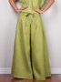 Casual Plain Cotton And Linen Wide Leg  Fashion Pants