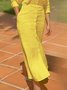 Linen blend Vacation Plain Raglan Sleeves V Neck Maxi Dress