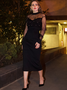 Elegant pearl embellished mesh Maxi dress
