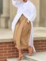 Casual Cotton Wide-Leg Cropped Pants