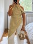 Linen Blend Casual Plain Asymmetrical Blouse