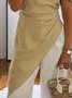 Linen Blend Casual Plain Asymmetrical Blouse