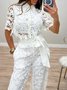 Urban Lace  Shirt Collar Short Sleeve Shirt