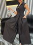 Casual Pockets Plain Shawl Collar Tank Jumpsuit