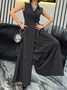 Casual Pockets Plain Shawl Collar Tank Jumpsuit