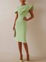 Elegant Plain Irregular Craftsmanship Midi Dress