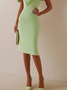 Elegant Plain Irregular Craftsmanship Midi Dress