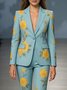 Urban Floral Printing Lapel Collar Blazer