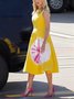 Casual Tie-Dye Pattern Printing Crew Neck Midi Dress