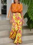 Vacation Floral Printing Wide Leg Pants