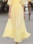 Elegant Plain Balloon Sleeve Split Joint Stand Collar Maxi Dress With Belt
