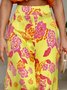 Vacation Floral Printing Wide Leg Pants